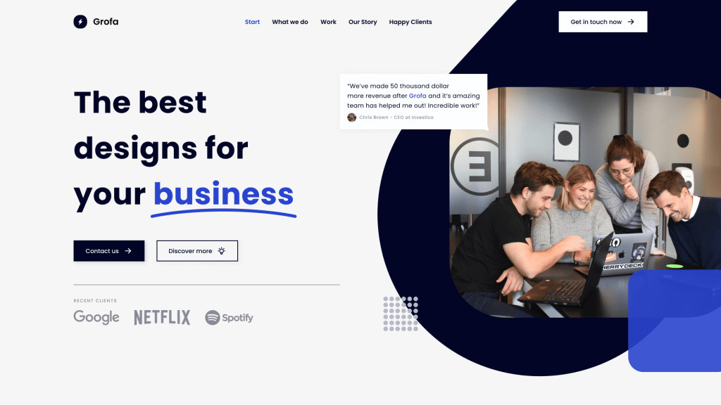 Grofa - Design Agency showing "Human Connection" Web Design Trend